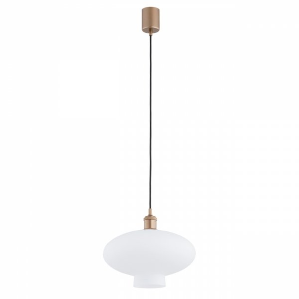 Szklana lampa wisząca TRESCO 8980 Argon Mleczne Szkło Miedziane detale