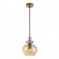 Designerska złota lampa wisząca dekoracyjny bursztynowy szklany klosz z kolorowym wykończeniem FANDA PND-31882-1-GD-AMB Italux 
