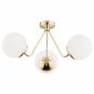Elegancka złota lampa sufitowa wisząca żyrandol plafon z trzema kloszami mleczne szkło mosiądz TOMAR 1481 Argon 
