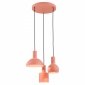 Designerska prosta lampa wisząca na okrągłej podsufitce 3 klosze różne wzory kolor pomarańcz koral mix SINES 1469 Argon 