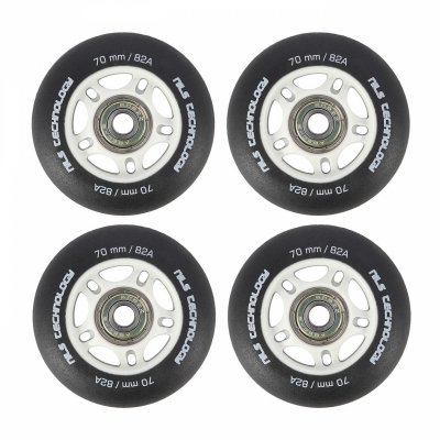 4 kółka Nils 70x24 82A (czarne matowe) + łożyska ABEC-9