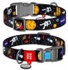 Collar WauDog Nylon Obroża nylonowa z QR-paszportem, plastikowy fastex, wzór NASA, 15mm/25-35cm