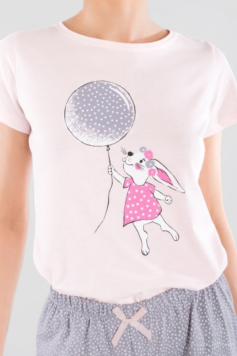 MUZZY Piżama damska spodenki KRÓLICZEK R: