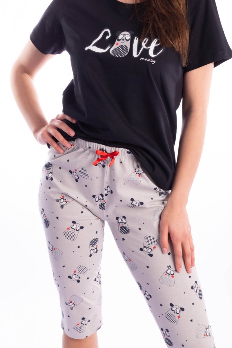 MUZZY Piżama Damska LOVE spodnie 3/4 R: