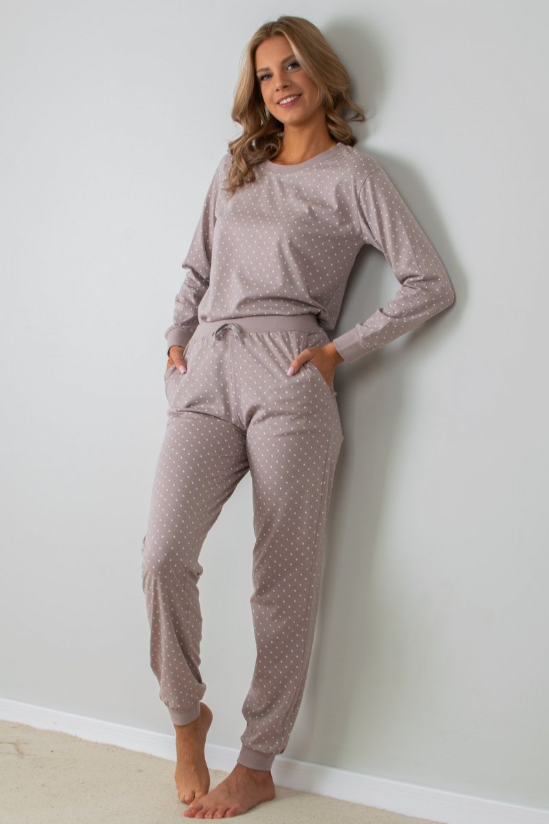 MUZZY Piżama DRESIKOWA BEŻOWA W KROPKI R: