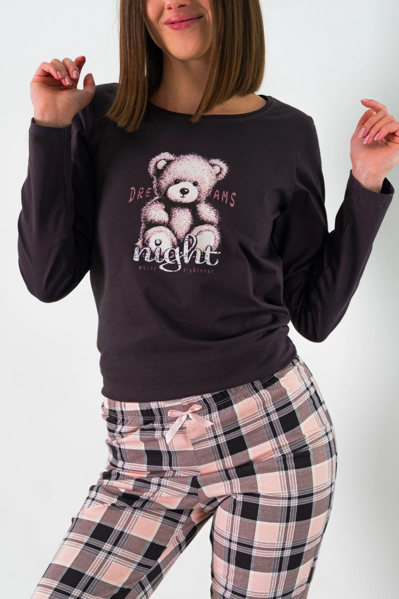 MUZZY Piżama damska  MIŚ długi rękaw i długie spodnie R: