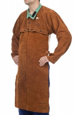 WELDAS-Lava Brown™ skórzany fartuch spawalniczy z dwoiny bydlęcej dopinany do bolerka 44-7836