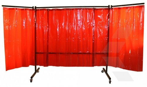 Parawan spawalniczy z ramionami OPEN WELD SOLID 4100x1900 mm z kurtynami foliowymi 