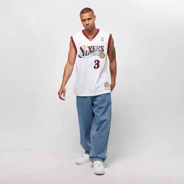 Mitchell &amp; Ness koszulka męska NBA Swingman Home Jersey 76ERS 00 Allen Iverson SMJYGS18200-P76WHIT00AIV