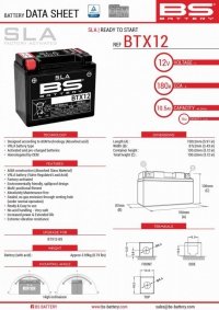 BS AKUMULATOR BTX12 (FA) (YTX12-BS) 12V 10AH 152X88X131 BEZOBSŁUGOWY - ZALANY (180A) (4) 