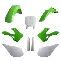 POLISPORT KOMPLET PLASTIKÓW (FULL KIT) KAWASAKI KX 125/250 99-02 W ZESTAWIE TABLICA PRZEDNIA (8677000001) I OSŁONY AMORTYZARORÓW 