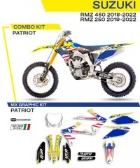 UFO KOMPLET NAKLEJEK (OKLEIN) SUZUKI RMZ 250 19-22; RMZ 450 18-22 PATRIOT KOLOR OEM (ŻÓŁTY/NIEBIESKI/<br />BIAŁY) - WYPRZEDAŻ 