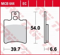 TRW ZF KLOCKI HAMULCOWE KH193 ECO ORGANIC APRILIA RS 50 95-98, SR 50 93-04, YAMAHA YA/YM 50 95-98, YQ 50 AEROX 96-12, BWS 100 99 