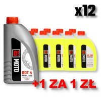 OMOTO ZESTAW 12 SZTUK PŁYN DO CHŁODNIC 1L O! FLUO XTREME COOL + OMOTO PŁYN HAMULCOWY DOT-4 O! BRAIK FLUID 455G 