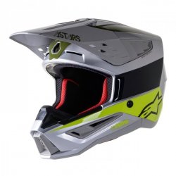 KASK ALPINESTARS S-M5 BOND SILVER/FLUO YELOW/MILITARY GREEN GLOSSY M