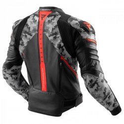 KURTKA SKÓRZANA REBELHORN VELOCE CAMO BLACK/GREY/FLUO RED 58
