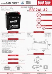BS AKUMULATOR BB12AL-A2 (FA) (YB12AL-A2) 12V 12AH 135X81X161 BEZOBSŁUGOWY - ZALANY (150A) (5)