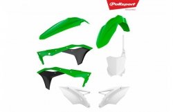 POLISPORT WYPRZEDAŻ KOMPLET PLASTIKÓW KAWASAKI KXF 250 17-20 W ZESTAWIE TABLICA PRZEDNIA (8665900002) KOLOR ZIELONO BIAŁY OEM