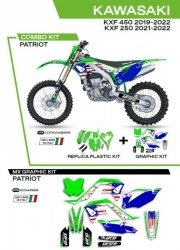 UFO KOMPLET PLASTIKÓW KAKIT227999A PLUS KOMPLET NAKLEJEK (OKLEIN) KAWASAKI KXF 250 21-22; KXF 450 19-22 W ZESTAWIE PRZEDNIA TABL