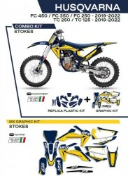 UFO KOMPLET PLASTIKÓW HUKIT622087 PLUS KOMPLET NAKLEJEK (OKLEIN) HUSQVARNA TC 125/250 19-22; FC 250/350/450 19-22 W ZESTAWIE PRZ