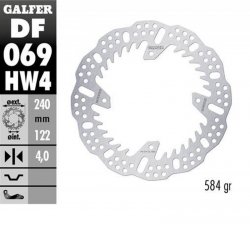 GALFER TARCZA HAMULCOWA TYŁ HONDA CR 125/250; CRF250R 04-23; CRF 450R 09-23 (240X140X4MM) SHARK ENDURO MX