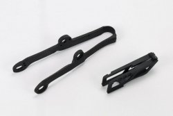 UFO KOMPLET ŚLIZG + PROWADNICA ŁAŃCUCHA KAWASAKI KXF 250 09-16, KXF 450 09-15, KOLOR CZARNY