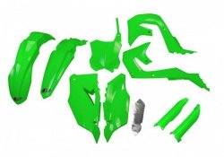 UFO KOMPLET PLASTIKÓW (FULL KIT) Z OSŁONAMI TELESKOPÓW (AMORTYZATORÓW) KAWASAKI KXF 250 21-24, KXF 450 19-23 KOLOR ZIELONY