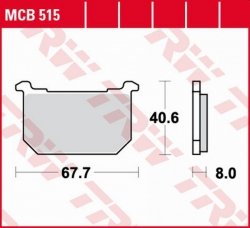 TRW ZF KLOCKI HAMULCOWE KH068 ORGANIC KAWASAKI GPZ 400/500 82-84, Z 400/500 81-83, GPZ/Z/LTD 550 80-82, GT/GPZ/Z/LTD 750 80-85, 