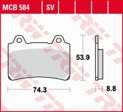 TRW ZF KLOCKI HAMULCOWE KH123 ORGANIC YAMAHA FZR 750/1000 GENESIS 86-88, TRX 850 96-99, FJ 1200 91-95, XJR 1200 96-98, XVZ 1300 