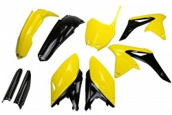 UFO KOMPLET PLASTIKÓW (FULL KIT) Z OSŁONAMI TELESKOPÓW (AMORTYZATORÓW) SUZUKI RMZ 250 10-18 KOLOR OEM 14-16 (ŻÓŁTY/CZARNY) (SU41