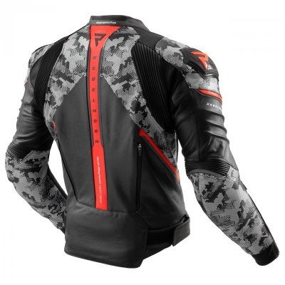 KURTKA SKÓRZANA REBELHORN VELOCE CAMO BLACK/GREY/FLUO RED 58