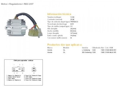 DZE REGULATOR NAPIĘCIA HONDA GL1200 SEI 85-87 (WTRYSKOWY) (31600-MG9-951, 31600-ML8-305) (ESR570)