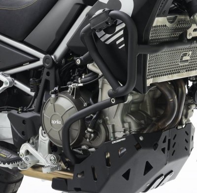 CROSSPRO GMOLE ALUMINIOWE OSŁONY SILNIKA I CHŁODNIC APRILIA TUAREG 660 23- KOLOR CZARNY MAT (PASUJE DO ORYGINALNEJ PŁYTY)