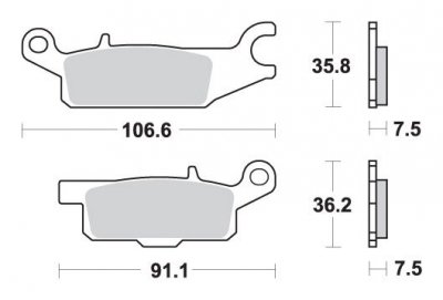SBS KLOCKI HAMULCOWE KH443 OFF-ROAD SINTER YAMAHA YFM 550 GRIZZLY 09-16, YFM 700 GRIZZLY 07-17, 09-14 KOLOR ZŁOTY