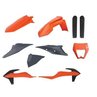 POLISPORT KOMPLET PLASTIKÓW (FULL KIT) KTM EXC/EXC-F TPI 20-23 W ZESTAWIE OSŁONA LAMPY (8668600002) I OSŁONY AMORTYZATORÓW (8398