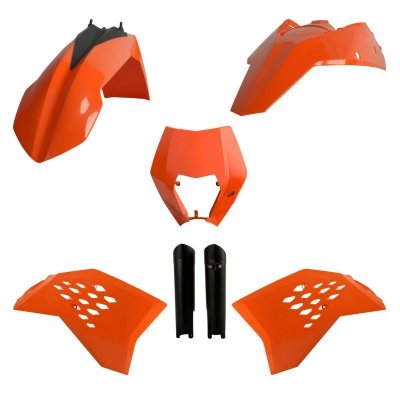 POLISPORT KOMPLET PLASTIKÓW (FULL KIT) KTM EXC/EXC-F 08-11 W ZESTAWIE TABLICA PRZEDNIA (8666700001) I OSŁONY AMORTYZARORÓW (8398