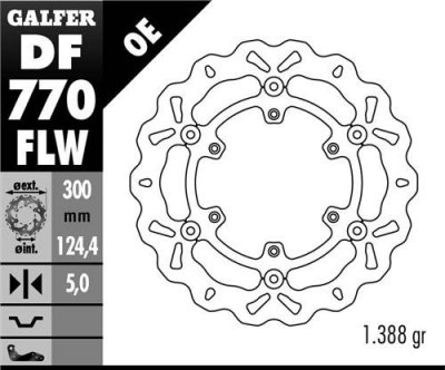 GALFER TARCZA HAMULCOWA PRZÓD KTM 950/990 ADVENTURE 02-11, LC4 620/640/660/690 (300X124,4X5) WAVE