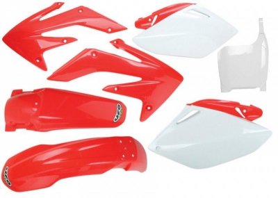 UFO KOMPLET PLASTIKÓW HONDA CRF 450 R 05-06 KOLOR OEM (CZERWONY/BIAŁY) (HO108E999)