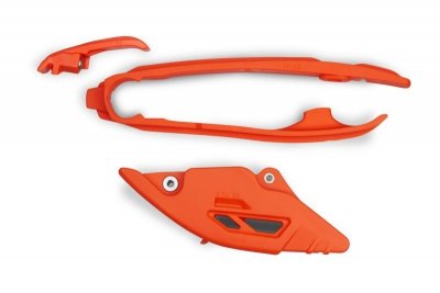UFO KOMPLET ŚLIZG + PROWADNICA ŁAŃCUCHA KTM SX 125 / 250 / 300 23-25, SXF (SX-F) 250 / 350 / 450 23-25, EXC 150 / 250 / 300 24-2