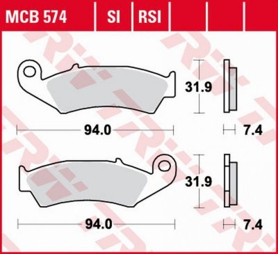 TRW ZF KLOCKI HAMULCOWE KH125 ORGANIC HONDA XLR 125R 98-99, NX 250 88-95, XL 250R BAJA 88-91, XR 250R 88-95, XR 600R 88-99 PRZÓD