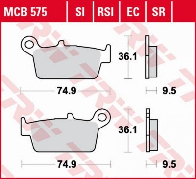 TRW ZF KLOCKI HAMULCOWE KH131 ORGANIC ECO HONDA CR 125R/250R/500R 87-01, XR 400R 96-03, XR 600/650L/R 93-07, KAWASAKI KX 125/250