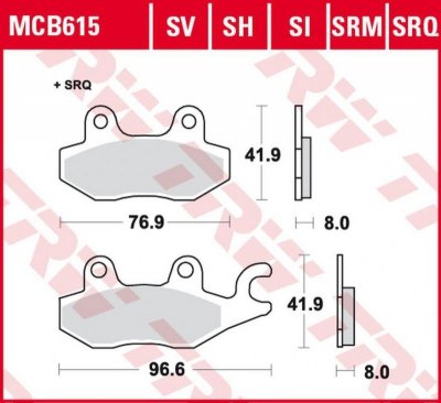 TRW ZF KLOCKI HAMULCOWE KH165 SINTER STREET CAGIVA CANYON 900 97-00, ELEPHANT 900 90-93, NAVIGATOR 1000 00-05, KAWASAKI EX 250 0
