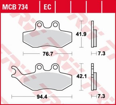 TRW ZF KLOCKI HAMULCOWE KH194 ORGANIC APRILIA SX 50 14-, YAMAHA DT 50 04-08, TZR 50 03-20, XT 125 05-11, PRZÓD
