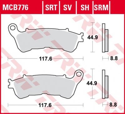 TRW ZF KLOCKI HAMULCOWE KH388 ORGANIC HONDA CBF 500 04-08, CBF 600 04-15, NT 700 V 06-13, XL 700 V 08-13, XL 1000 V 04-13, SUZUK