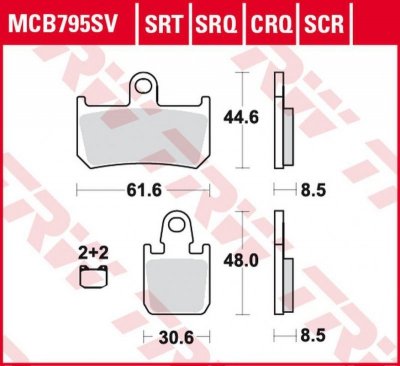 TRW ZF KLOCKI HAMULCOWE KH442/4 CARBON RACING YAMAHA YZF R1 06-14, MT-01 1700 05-12, XV 1700 V-MAX 09-16 PRZÓD