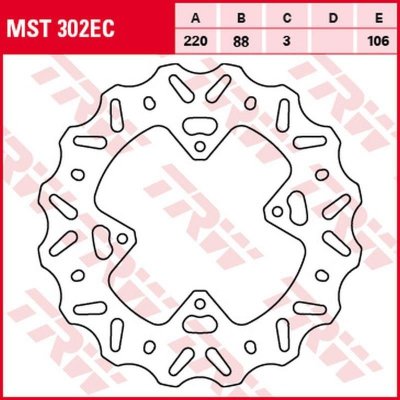 TRW ZF TARCZA HAMULCOWA PRZÓD HONDA CR 80R 96-02, CR 85R 03-08, CRF 150R 07-15 (220X88X3MM) WAVE