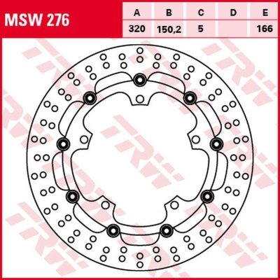 TRW ZF TARCZA HAMULCOWA PRZÓD TRIUMPH SPEED 1050 15-16, SPEED TRIPLE 1050 08-, SPRINT GT 1050 10-13, TROPHY 1200 13-17 (320X150X
