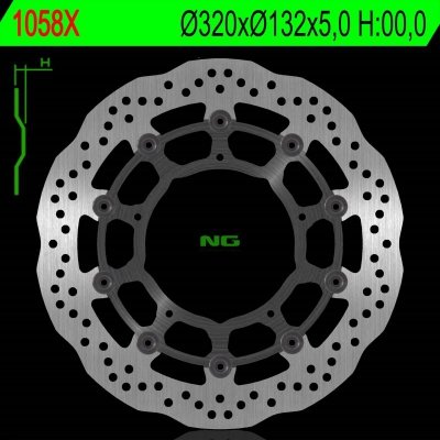 NG TARCZA HAMULCOWA PRZÓD YAMAHA YZF R1 04-06 / 15-16, FZ1 06-13, R6 20-, V-MAX 09-16, MT-10 16-21 (320X132X5MM) (5X8,5MM) WAVE 