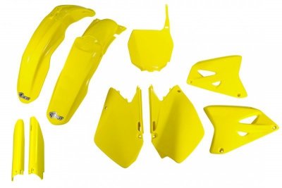 UFO 2024/11 KOMPLET PLASTIKÓW (FULL KIT) Z OSŁONAMI TELESKOPÓW (AMORTYZATORÓW) SUZUKI RM 125 / 250 06-24 KOLOR ŻÓŁTY