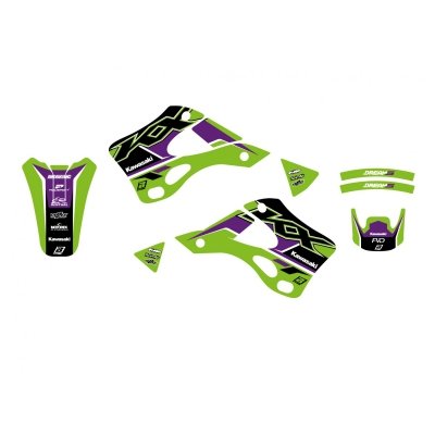 BLACKBIRD KOMPLET NAKLEJEK (OKLEIN) KAWASAKI KX 125/250 99-02 DREAM 5 KOLOR ZIELONY CZARNY
